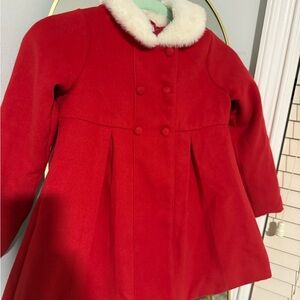 Max Studio Red Kids Coat with White Collar. Size 7. Worn once for holiday photos